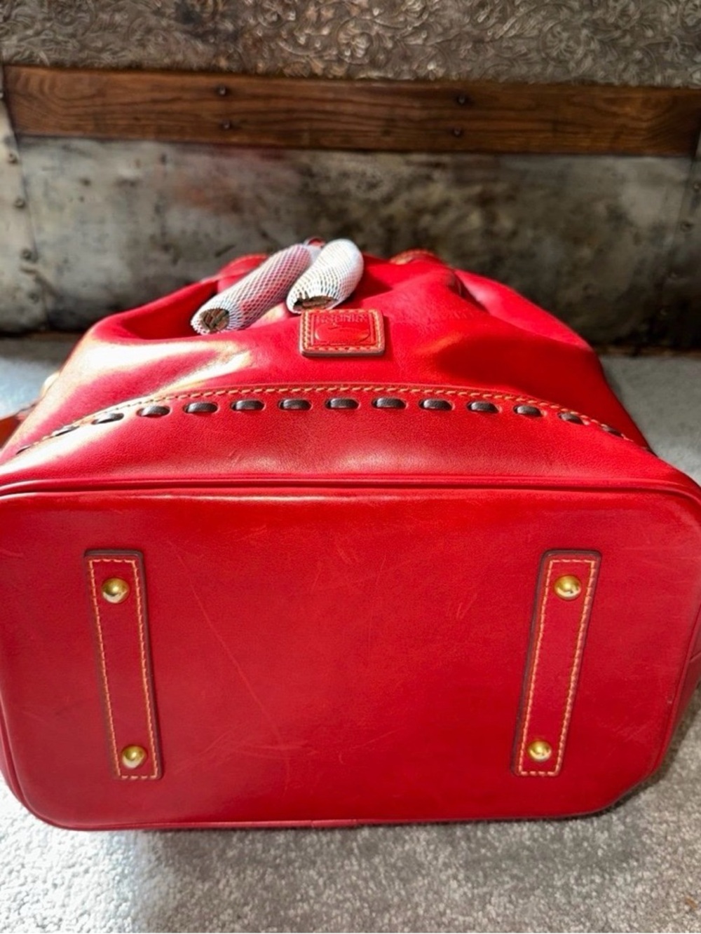 Dooney & Bourke Florentine Drawstring Bag in Red - Picture 5 of 12